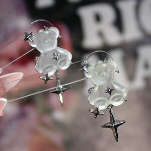 Silver Star Bear Earrings